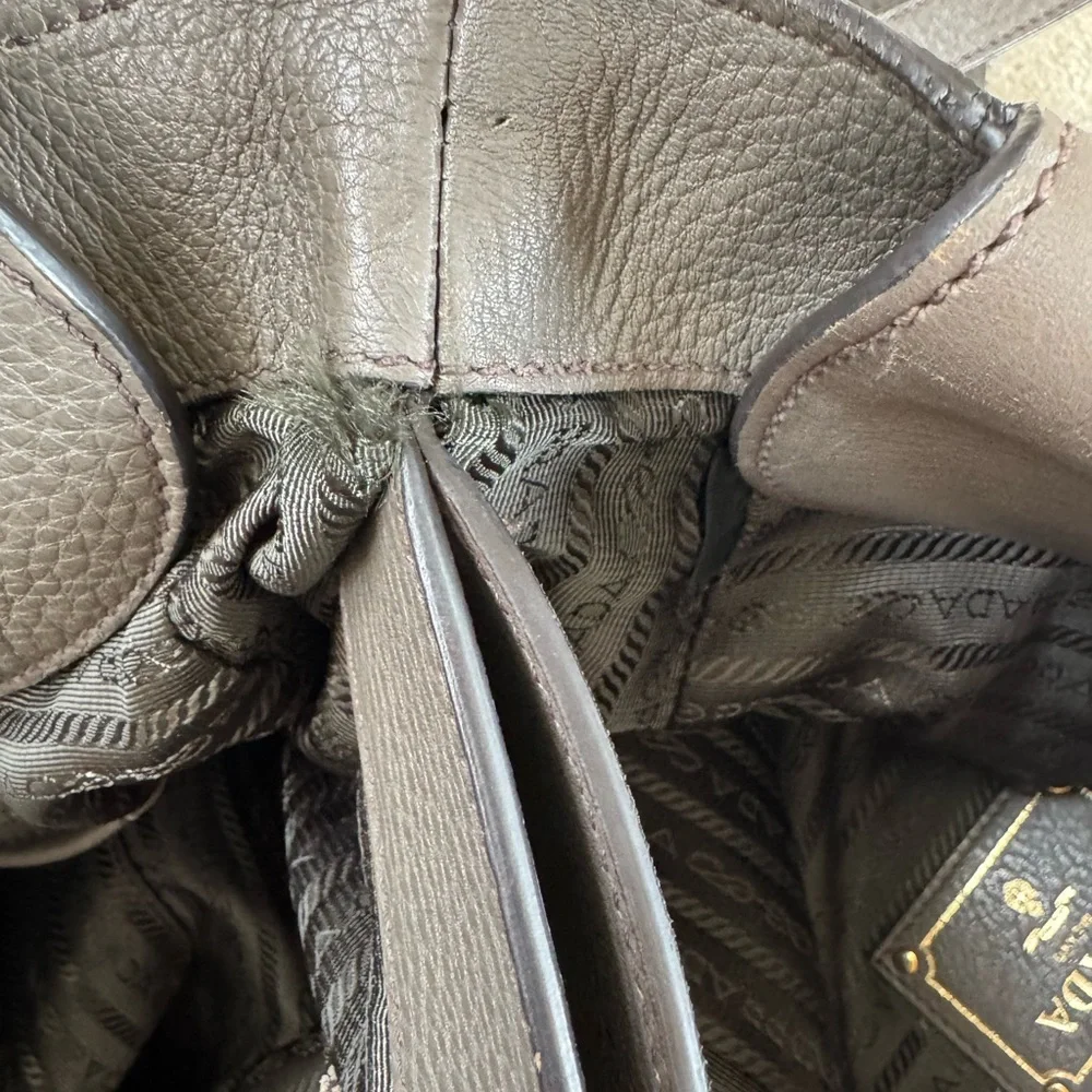 Prada Dark Gray Leather Tote Bag - Picture 3 of 16